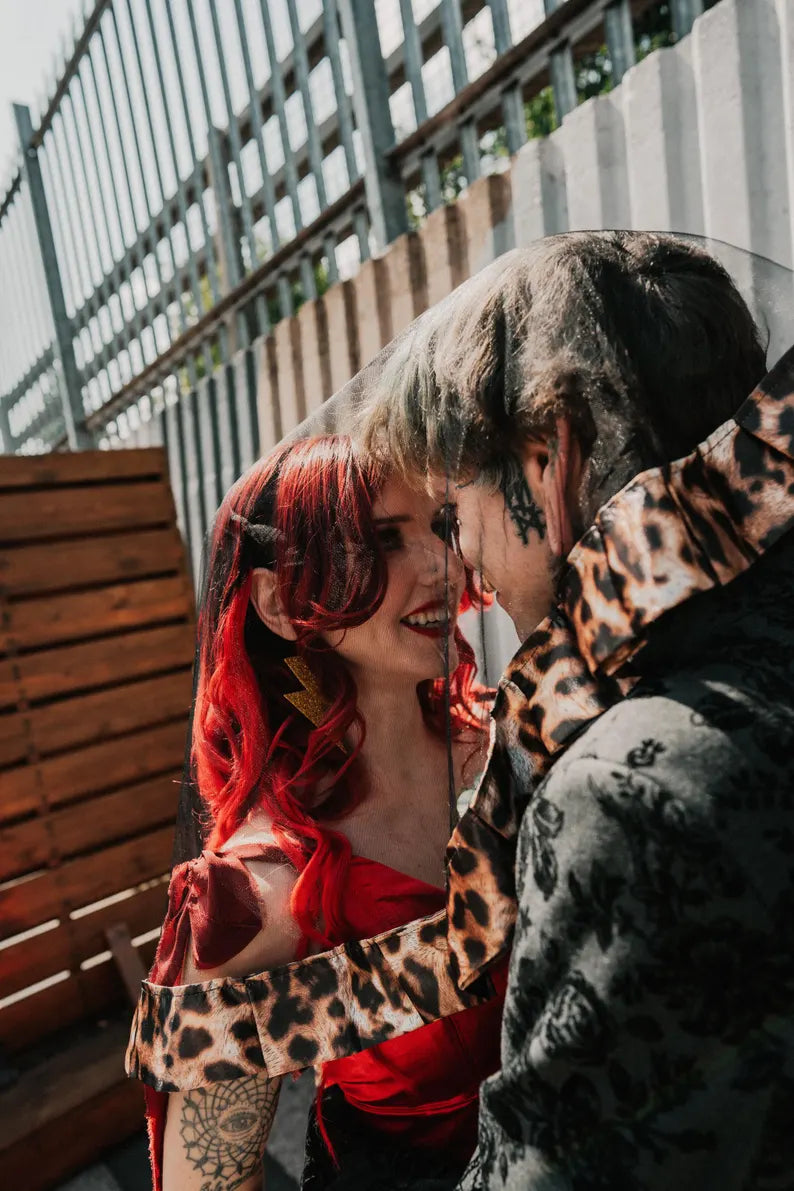 The VIRAL Leopard Print Ruffle Trim Veil