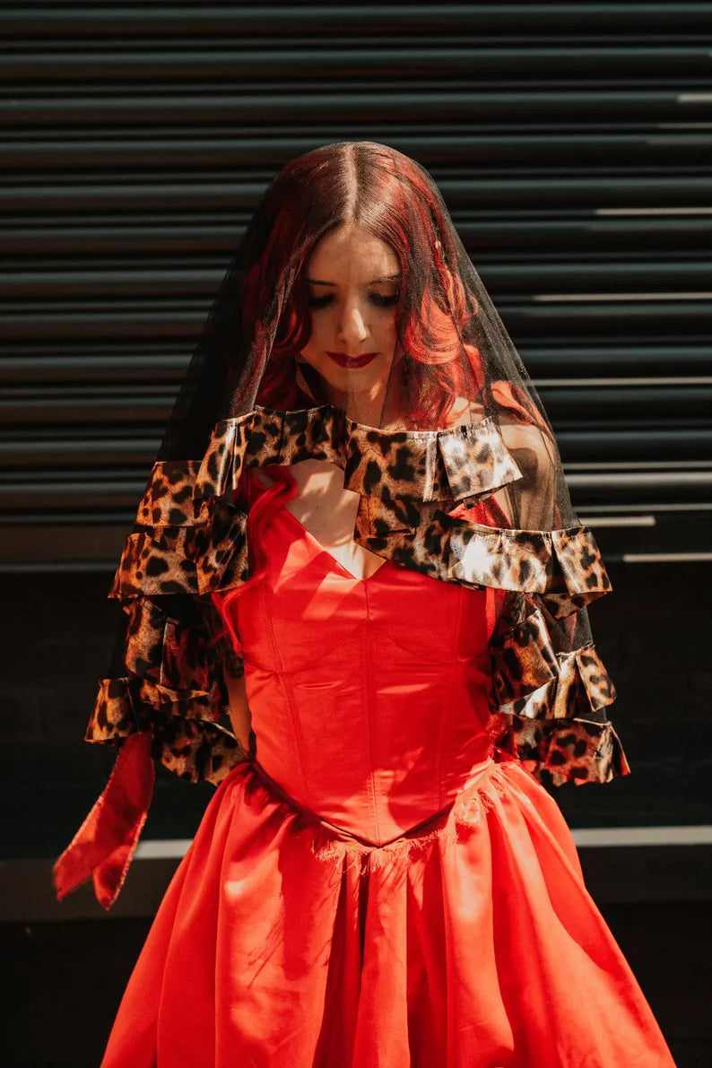 The VIRAL Leopard Print Ruffle Trim Veil